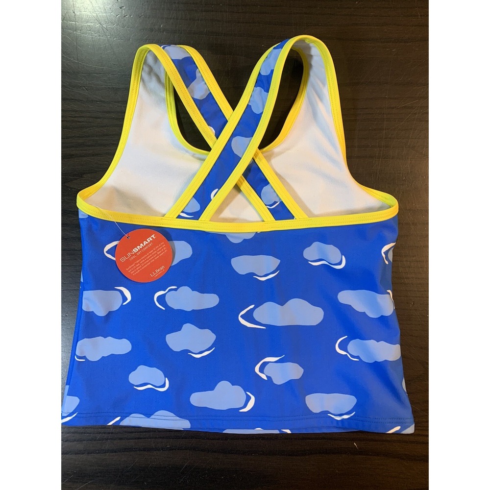 LL Bean Swim Top Tankini Girls Sz 8 Cloud Pattern  SPF 50 Cross Back Sun Smart - Picture 7 of 11